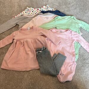 Lot‎ of Toddler Girls Longsleeve Onesies Winter Clothes Burts Bees Size 18 Mo